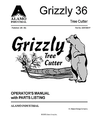 Buy Tree Cutter Operator Instruction Maint & Service Parts Manual ALAMO Grizzly 36 2 • 6.51$