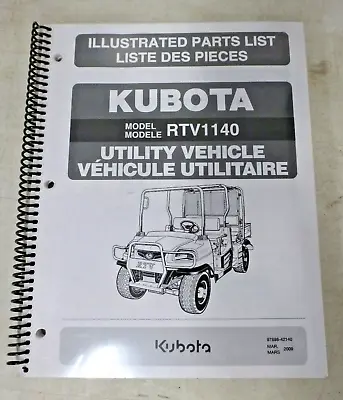 Buy Kubota RTV-1140 Utility Vehicle Illustrated Parts List Part# 97898-42140 • 35$
