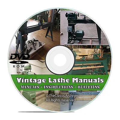 Buy Lathe Owners Manuals, Instructions, Parts List, Atlas, Monarch Machine, 350+ V46 • 7.99$
