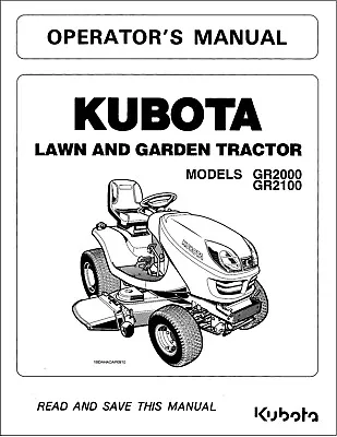 Buy Lawn Mower Operator Instruction Manual Fits Kubota GR2000 GR2100 • 19.97$