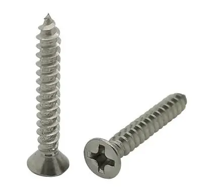 Buy 100 Qty #10 X 1  Flat Head 304 Stainless Phillips Head Wood Screws (BCP27) • 13.15$