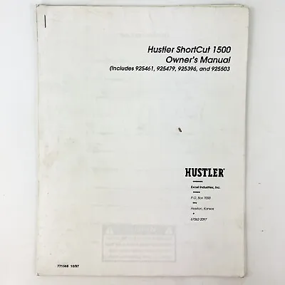 Buy Hustler Shortcut 1500 Owners Manual 1997 Excel Lawnmower Maintenance Operators • 14$