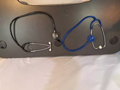 Buy Two ( 2 ) Stethoscopes Blue / Black Dual Tubes Lot Bulk • 30$