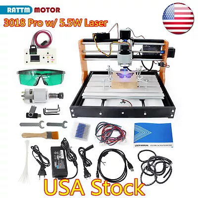 Buy 『US』3018 PRO DIY CNC Router Kit GRBL Control 5.5W Laser Engraver Milling Machine • 205$