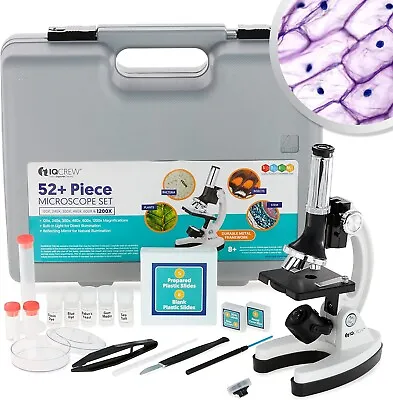 Buy AmScope 120X-1200X 52-pcs Kids Beginner Microscope STEM Kit W/ Metal Body Micros • 50.79$