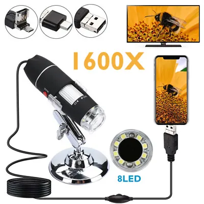 Buy 1600X Digital Microscope Handheld Mini USB Magnification Camera W/8 LED HD Light • 25.29$