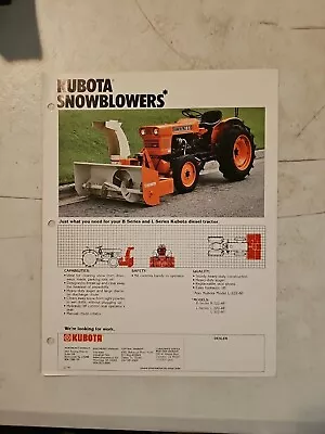 Buy Vintage 1978 Kubota Snowblowers Sales Brochure Spec Sheet  • 8.95$