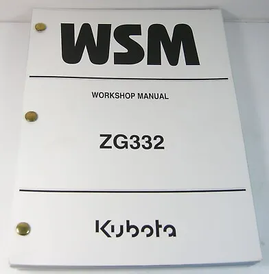 Buy Kubota ZG332 Zero Turn Lawn Mower Workshop Service Repair Manual Book Catalog • 82.47$