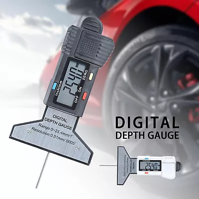 Buy 0-25mm LCD Digital Depth Gauge Caliper Measure Tire Depth Stainless Steel Ruler • 12.55$