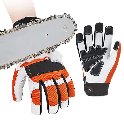 Buy Vgo 1Pair Chainsaw Work Gloves Saw Protection On Left Hand Back (Orange, GA8912) • 30.58$