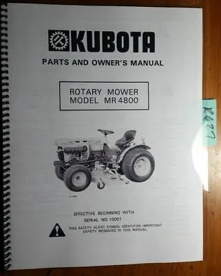 Buy Kubota MR4800 Rotary Mower For B6100HST B7100HST Tractor Owner's & Parts Manual • 15.99$