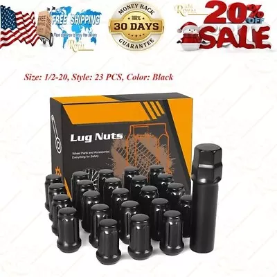 Buy 23PCS&1/2-20 Spline Lug Nuts - 17Mm Hex, 1.35  Tall, 0.8  Wide - Black Solid Lug • 33.95$