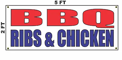 Buy  BBQ RIBS CHICKEN Banner Vertical Sign For Restaurant Bar Or Food Truck Trailer • 19.76$