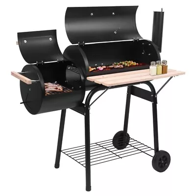Buy Charcoal Grill Smoker Outdoor BBQ Barbecue Backyard Garden Cooking With Wheels • 131.99$