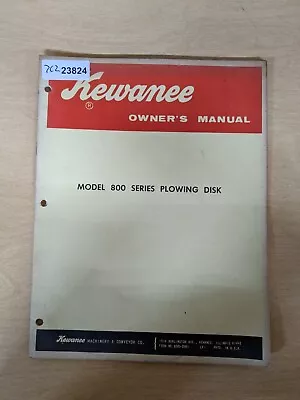 Buy Kewanee Model 800 Series Plowing Disk Owner's Manual • 19.90$