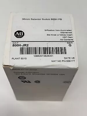 Buy Allen-Bradley 800H-JR2 Selector Switch 3-Position Maintained Black Knob Operator • 42.85$