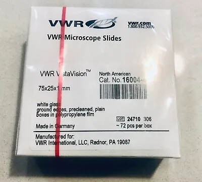 Buy VWR Microscope Glass Slides, Cat. No. 16004-422 (72 Pcs Per Box), 75*25*1 Mm • 7.99$
