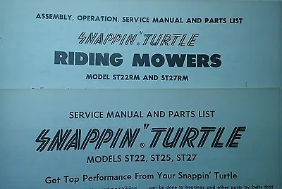 Buy Snapper SNAPPIN TURTLE & Riding Lawn Mower Operating, Service & Parts (2 Manuals • 36.74$