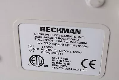 Buy Beckman DU 520 General Purpose UV Spectrophotometer 517600 - AS IS • 269.99$