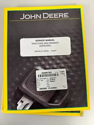 Buy John Deere Tractors And Engines Service Manual SM2000 (01JUN52) A-1 • 19.99$