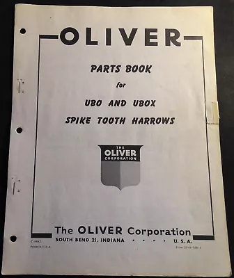 Buy Oliver Ubo & Ubox Spike Tooth Harrows Parts Manual S2-9-g29-1  (719) • 13.19$