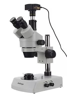 Buy 7X-45X Gem Stereo Microscope With Dual Halogen Lights + Darkfield Condenser + 3M • 871.99$