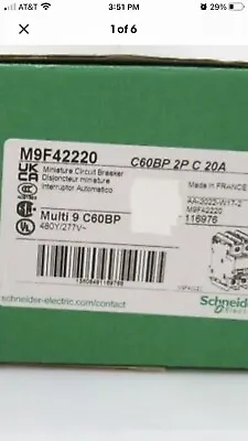 Buy Schneider Electric M9F42220 Miniature Circuit Breaker 20 A 2 Pole NEW • 39$