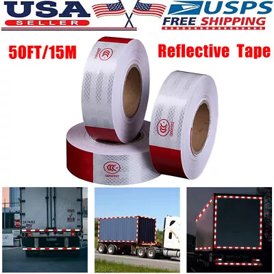 Buy Conspicuity Tape DOT-C2 Approved Reflective Trailer Red White 2”x50’ 1/2/3 Roll • 5.85$