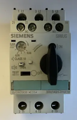 Buy Siemens 3rv1421-0ha10 Manual Motor Starter 16a Class 10 0.55-0.8a 50/60hz Cat.a • 20$