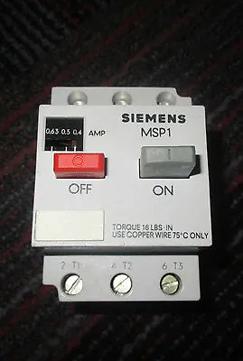 Buy New Siemens Motor Starter Protector Msp10d, 0.4-0.63 Amp, Noop  • 19.99$