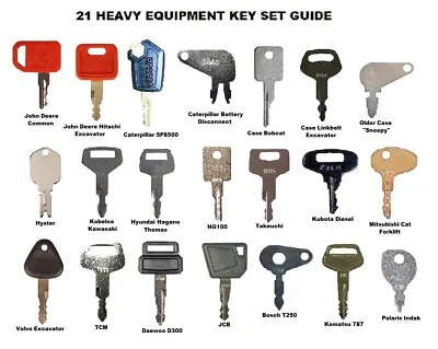 Buy 21 Heavy Construction Equipment Ignition Key Set JD CAT KOMATSU JCB Best Quality • 19.79$