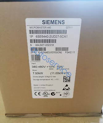 Buy New Siemens 6SE6440-2UD27-5CA1 Micromaster 440 380-480V Via DHL Or FedEX • 689.22$