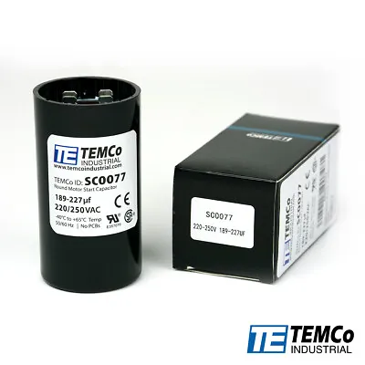 Buy TEMCo 189-227 Uf/MFD 220-250 VAC Volts Round Start Capacitor 50/60 Hz -Lot-1 • 15.45$