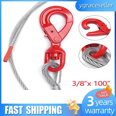 Buy Winch Cable 3/8 X100  Steel Core Rope Self Locking Swivel Hook Tow Truck Wrecker • 49.40$
