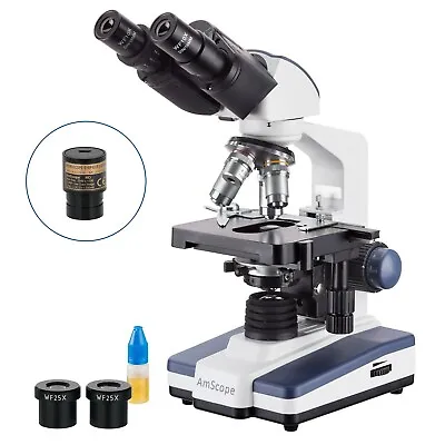Buy AmScope 40X-2500X Binocular LED Compound Microscope Siedentopf Head +.3MP Camera • 294.99$