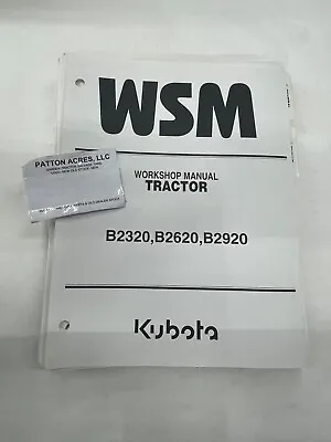Buy Workshop Manual For Kubota Tractor Models B2320 B2620 B2920 • 65$