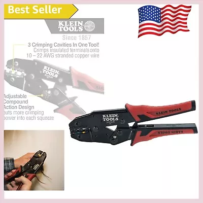 Buy Premium Ratcheting Crimper Tool With Dual-Material Grips - Wire Terminal Crimper • 59.99$