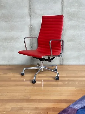 Buy Herman Miller Genuine Eames Aluminum Group Executive Chair - Red Leather • 800$