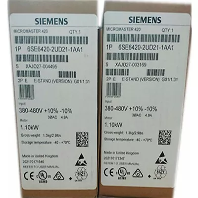 Buy New Siemens 6SE6420-2UD21-1AA1 MICROMASTER420 Without Filter 6SE6 420-2UD21-1AA1 • 366.75$
