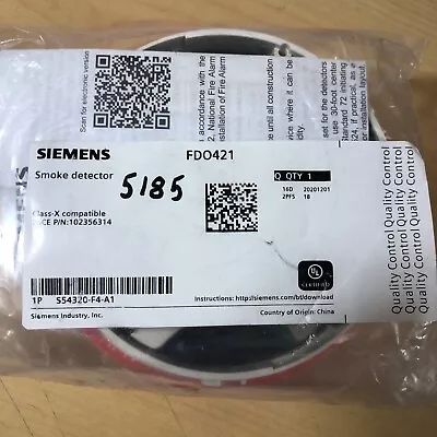 Buy Siemens FD0421 Smoke Detector Head Class-X Comp. S54320-F4-A1 Fire Alarm (5185) • 48.89$