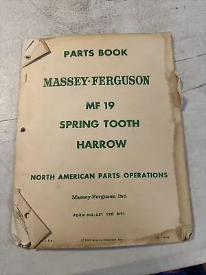 Buy Vintage 1962 Massey Ferguson Mf 19 Spring Tooth HarrowParts Book • 12.95$