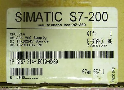 Buy SIEMENS 6ES7 214 1BC10 0XB0 Simatic S7-200 CPU 214 Module • 210$