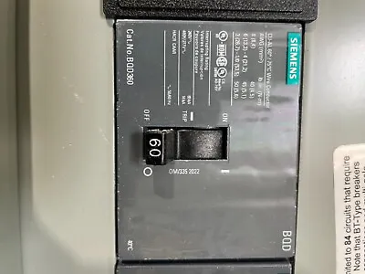 Buy Siemens BQD360 60A, 480V/277V AC Molded Case Circuit Breaker • 140$