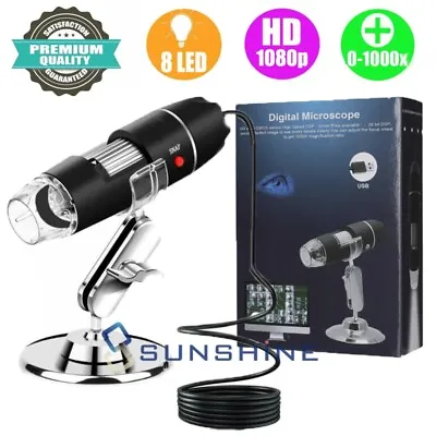 Buy Digital Microscope 1000X USB Coin Microscope 8 LED Magnifier Soldering Camera • 21.79$