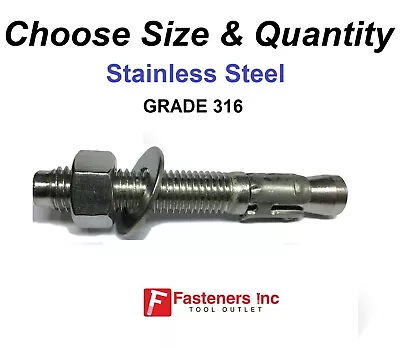 Buy Concrete Wedge Anchor Stainless Steel Grade 316 (Choose Size & Quantity) • 16.95$