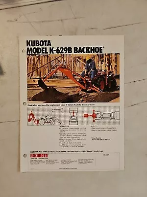 Buy Vintage 1977 Kubota K-629B Backhoe Spec Sheet Brochure  • 7.61$