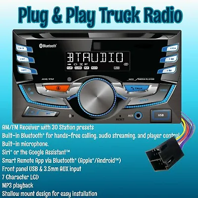 Buy Plug & Play Freightliner Bobtail Box Truck Radio Stereo AM FM Bluetooth USB AUX+ • 114.99$