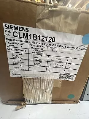 Buy Nib Siemens Heating Lighting Contactor Clm1b12120 Mechanically Held 20a 110-120v • 799.99$