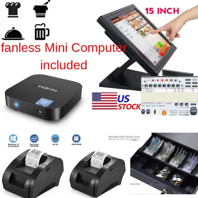 Buy NEW Mini Fanless PC, 2 X Printers POS Point Of Sale System Combo Kit Restaurant • 799$