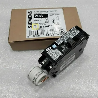 Buy B120df Siemens 1 Pole 20 Amp 120vac Afi/gfi Bolt-on Circuit Breaker (qty 1) New • 356$